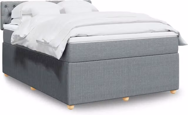 Letto Ibrido vidaXL con Giroletto a Molle e Materasso in Tessuto Grigio e Bianco L/P: 140 x 200 cm