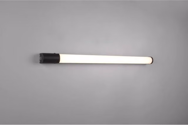 Lampada da specchio per bagno Piera di Trio Leuchten con LED da 16W, bordo nero, protezione IP44 e luce bianco caldo