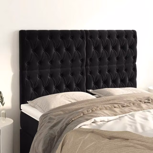 Testiera decorativa Design Mania in velluto nero L: 144 cm, P: 7 cm, H: 118-128 cm