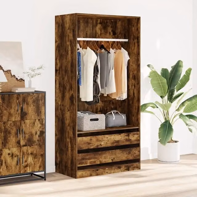 Armadio con cassetti interni e appendiabiti vidaXL in legno rovere color marrone L 100 cm x P 50 cm x H 200 cm – 1