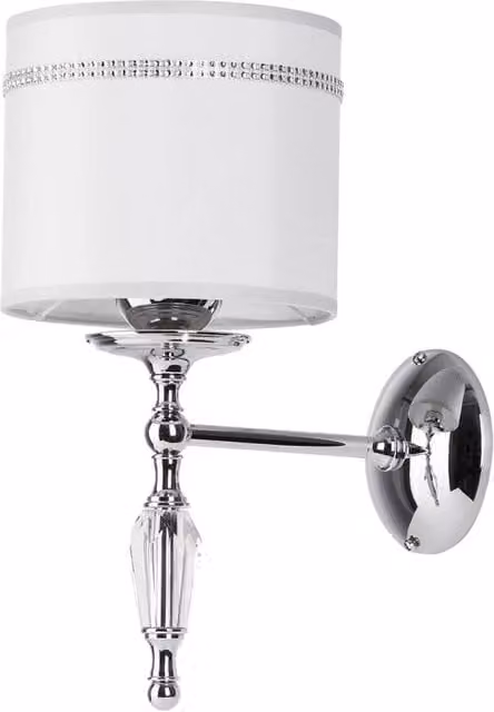 Applique Jupiter HILTON cromata argento e grigia con cristalli, attacco E27