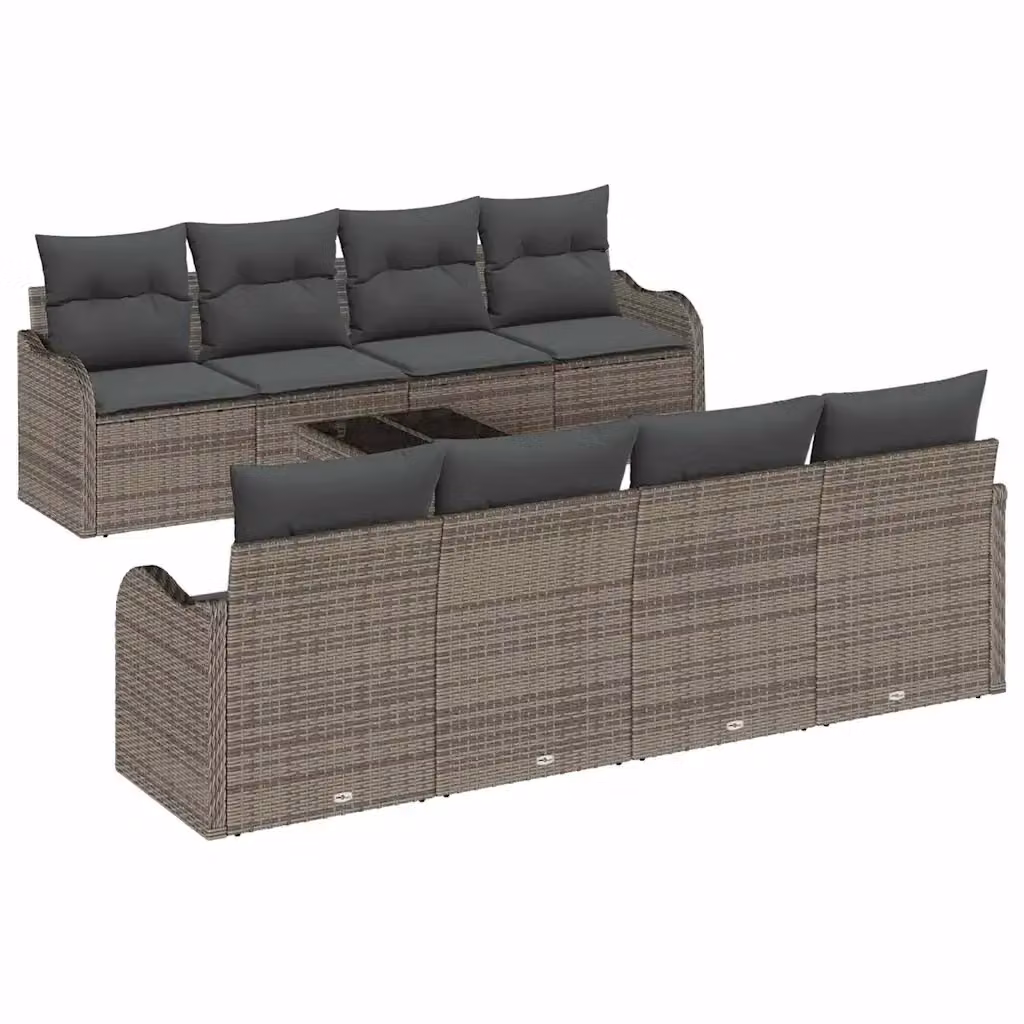 Set Divano da Giardino vidaXL a 9 Pezzi con Cuscini Grigio – 2