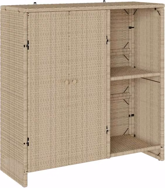 Mobile contenitore moderno in stile minimalista con dettagli in rattan beige, L: 100 cm, P: 36 cm, H: 102 cm