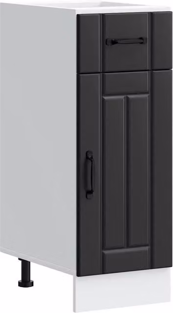 Mobile da cucina Lucca HELLOSHOP26 nero opaco in legno composito con anta e piedini regolabili L/P/H: 30 x 46 x 81,5 cm