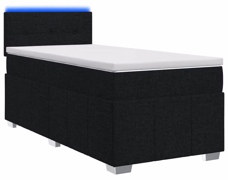 Letto a molle con materasso nero 90 x 190 cm in tessuto