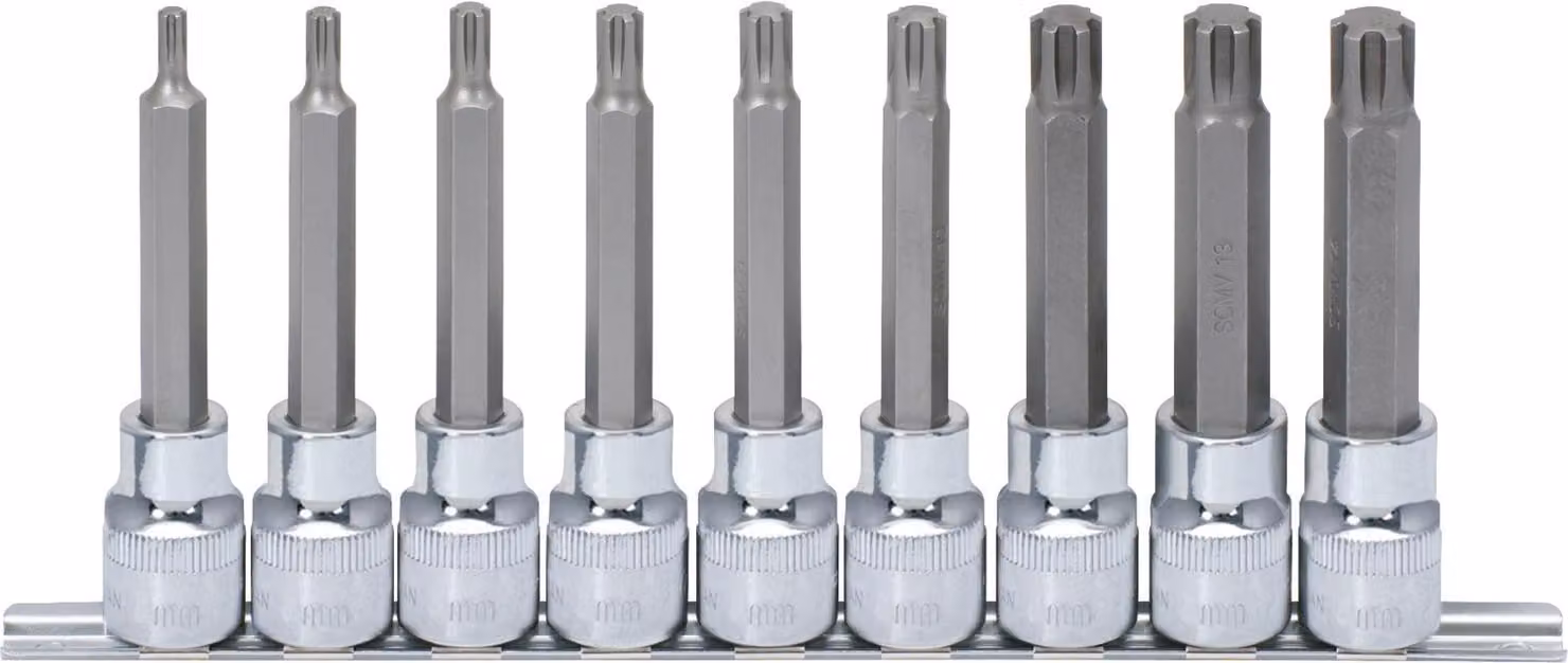 set di bussole da 1/2" CHROMEplus RIBE, lunghe, 9 pezzi M5-M14