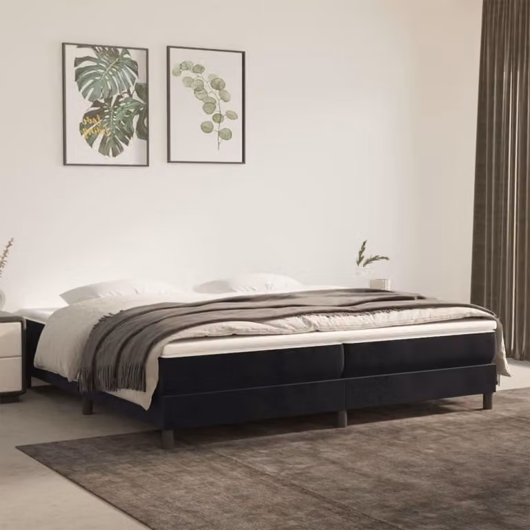 The Living Store Letto a molle insacchettate Nero 200x200 cm Velluto