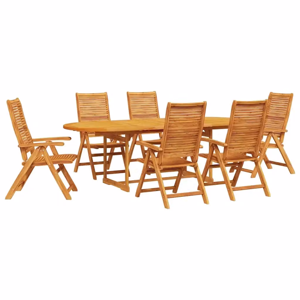 Set da Pranzo per Giardino e Terrazzo vidaXL in Legno di Acacia Marrone, 7 Pezzi – 2