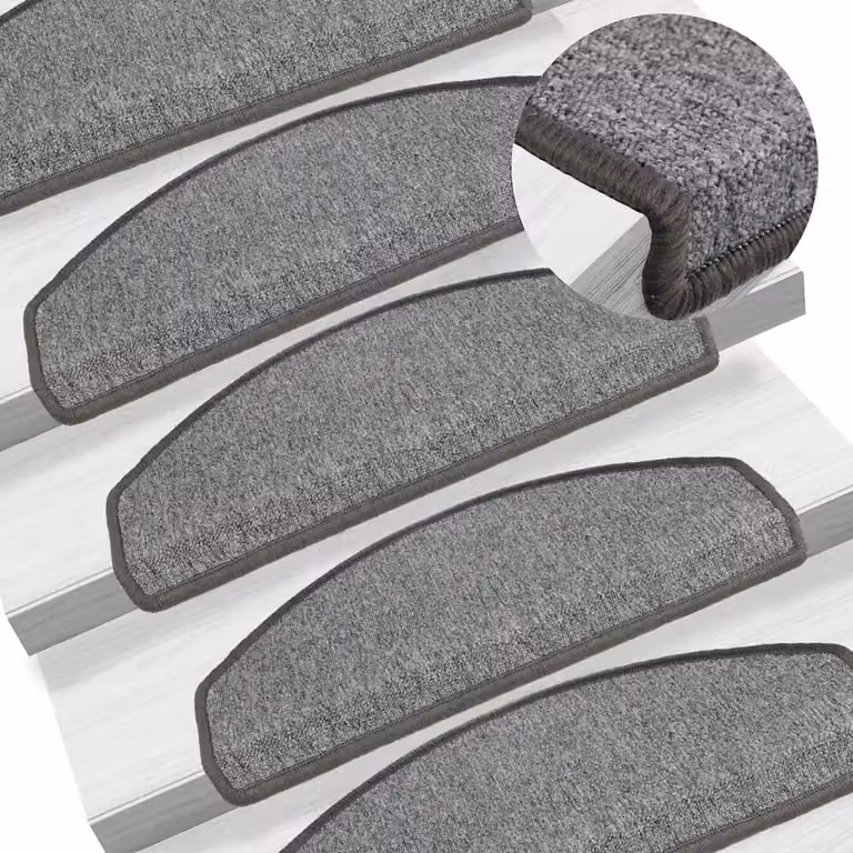 Set di 15 tappetini per scale semicircolari vidaXL, colore grigio scuro, L: 65 cm, P: 24 cm, H: 4 cm, autoadesivi e fonoassorbenti
