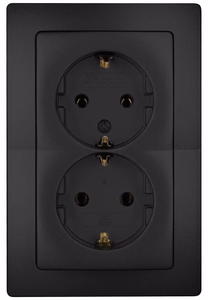 Prese di corrente a due poli, con messa a terra, in colore nero opaco - presa da incasso, 16 A e 250 V ~