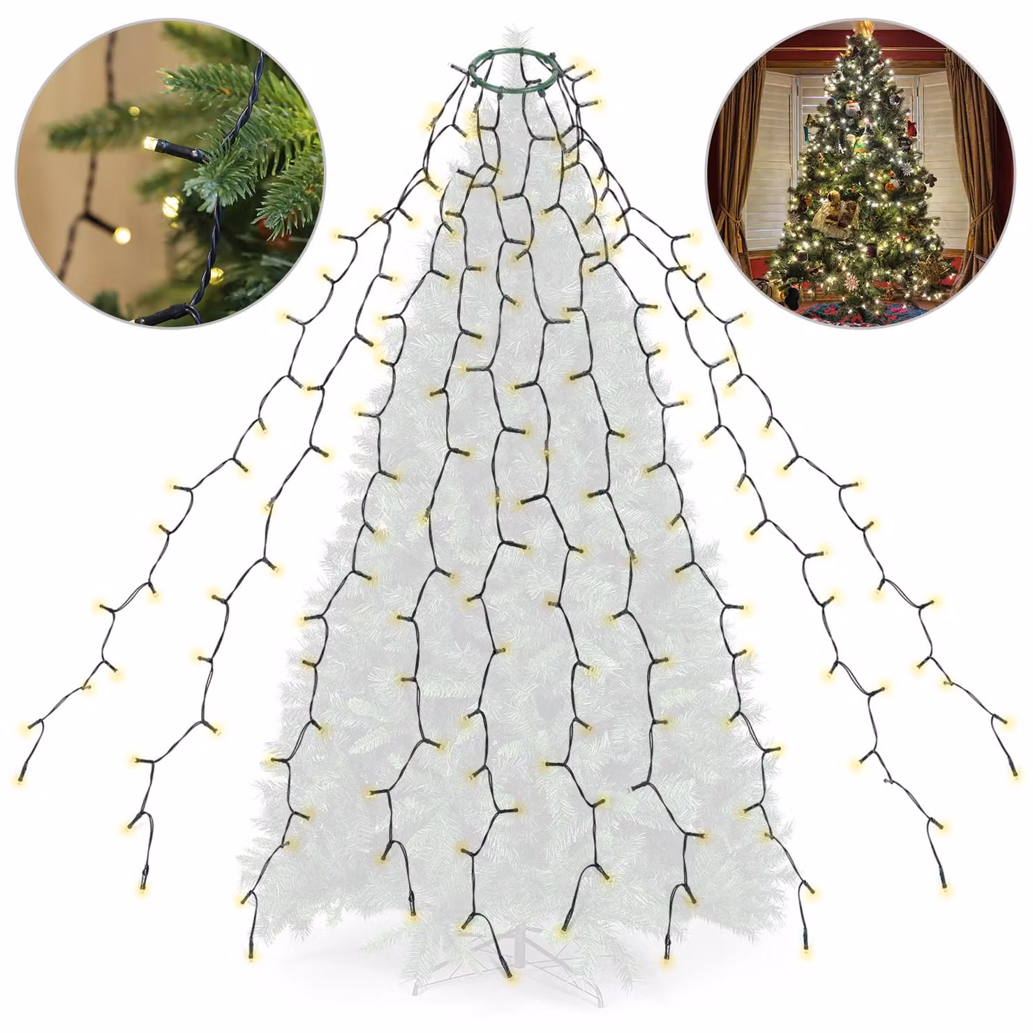 SALCAR 10*3m catena luminosa albero di Natale 350 LED con anello, illuminazione albero di Natale, catena luminosa LED albero di Natale, decorazione illuminazione natalizia