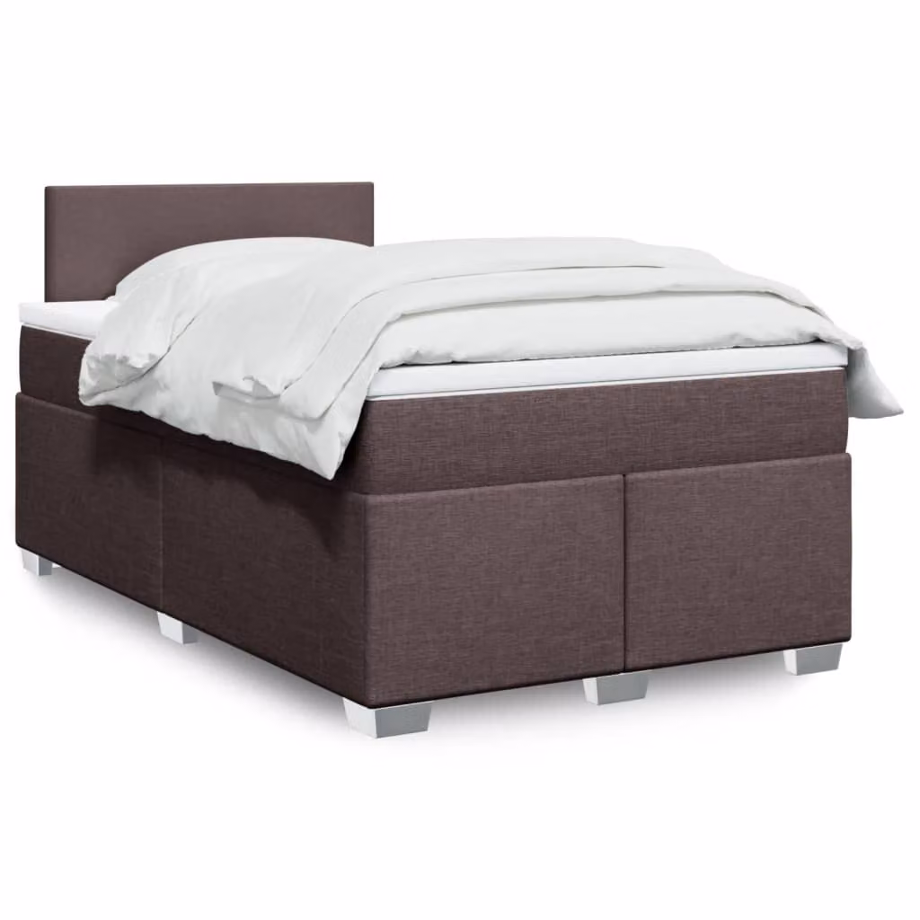 vidaXL Giroletto a Molle con Materasso Ibrido in Tessuto Marrone e Bianco L/P/H: 120 x 200 cm