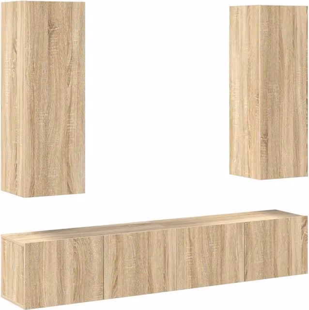 Set di Mobili TV 4 pz | Armadietto TV | Mobile Porta TV Rovere Sonoma in Legno Multistrato