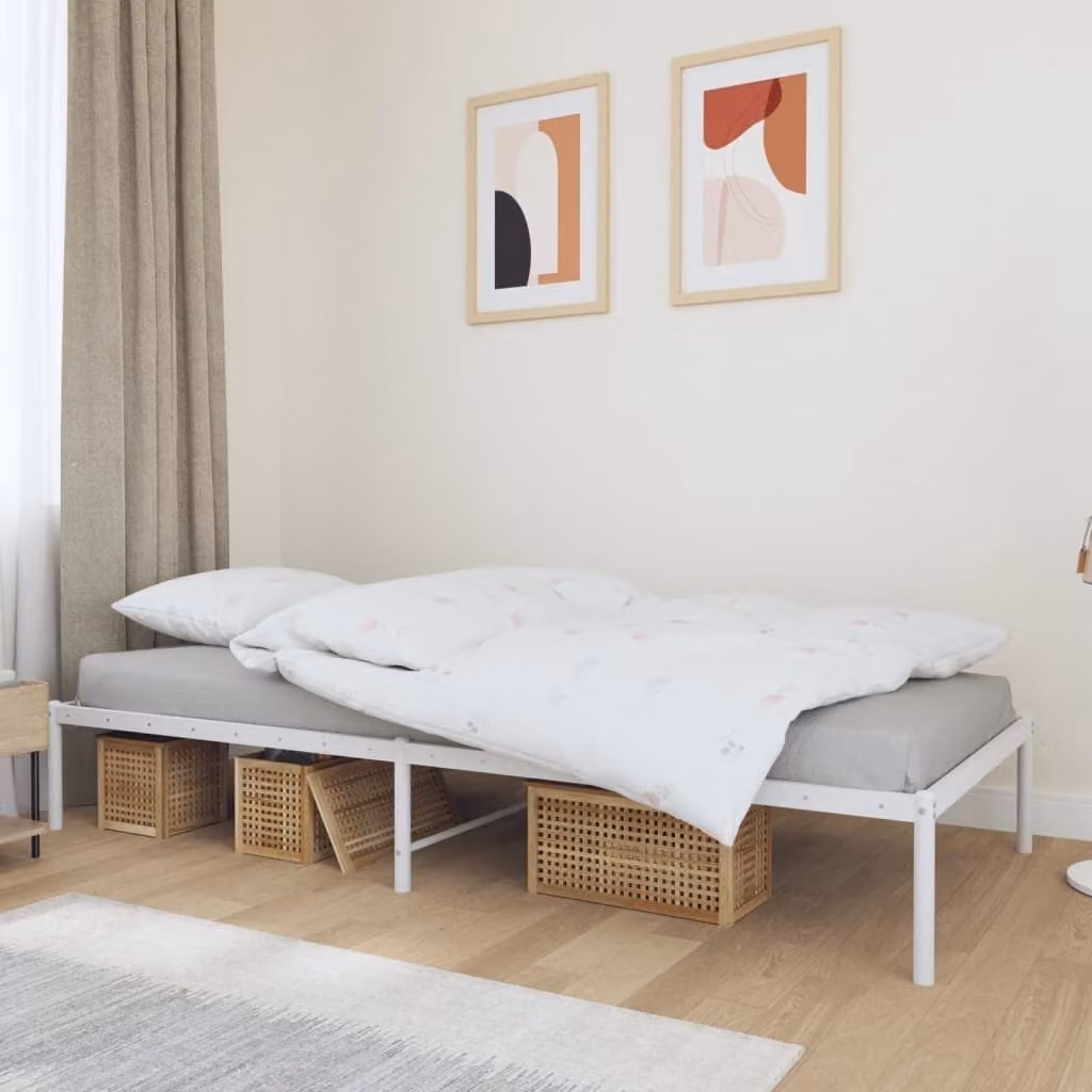 vidaXL Struttura letto in metallo bianco 100x190 cm - Struttura letto - Cornici letto - Struttura letto - Letto