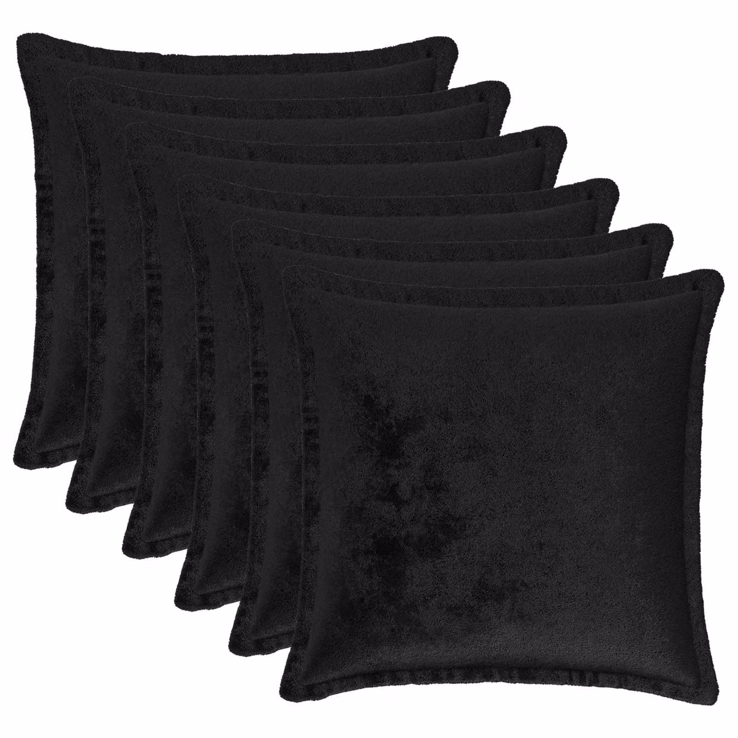 Set di 6 federe vidaXL HOUTEN in flanella nera, L/P: 40 x 40 cm