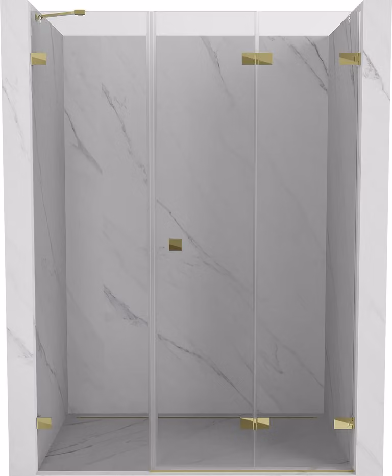 Mexen Lunar-F porta doccia pieghevole destra 140 cm, trasparente, dorata - 836S-140-050-50-00-P