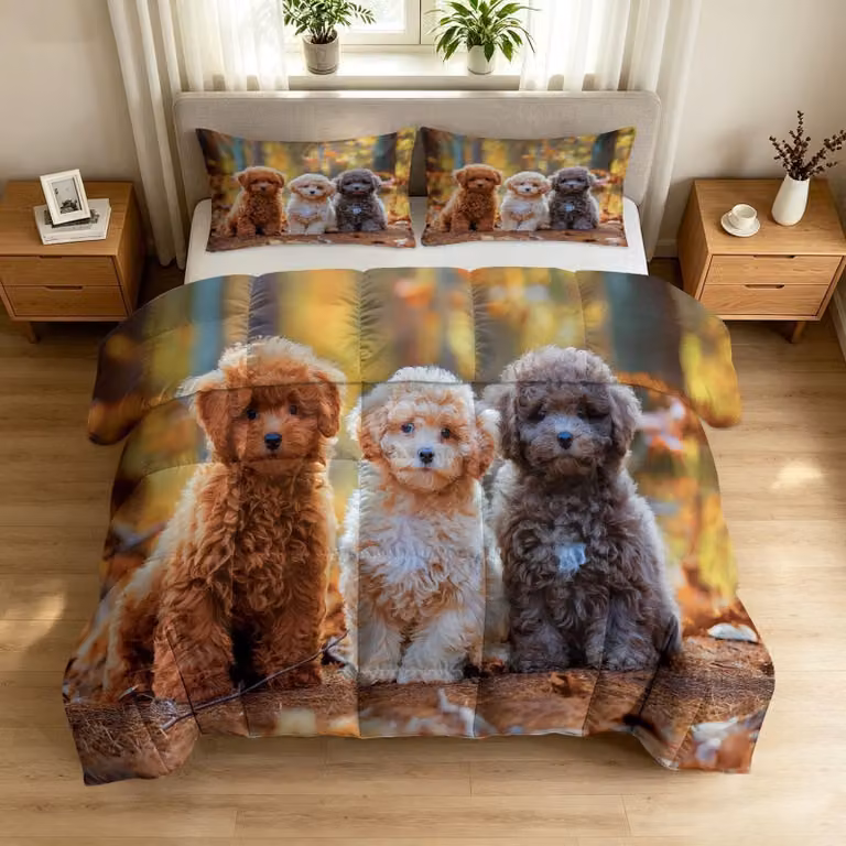 Trapunta matrimoniale extra-large, ideale per l'estate, con imbottitura leggera di 7,5 tog, decorata con un motivo a tema animali, e comprensiva di due federe