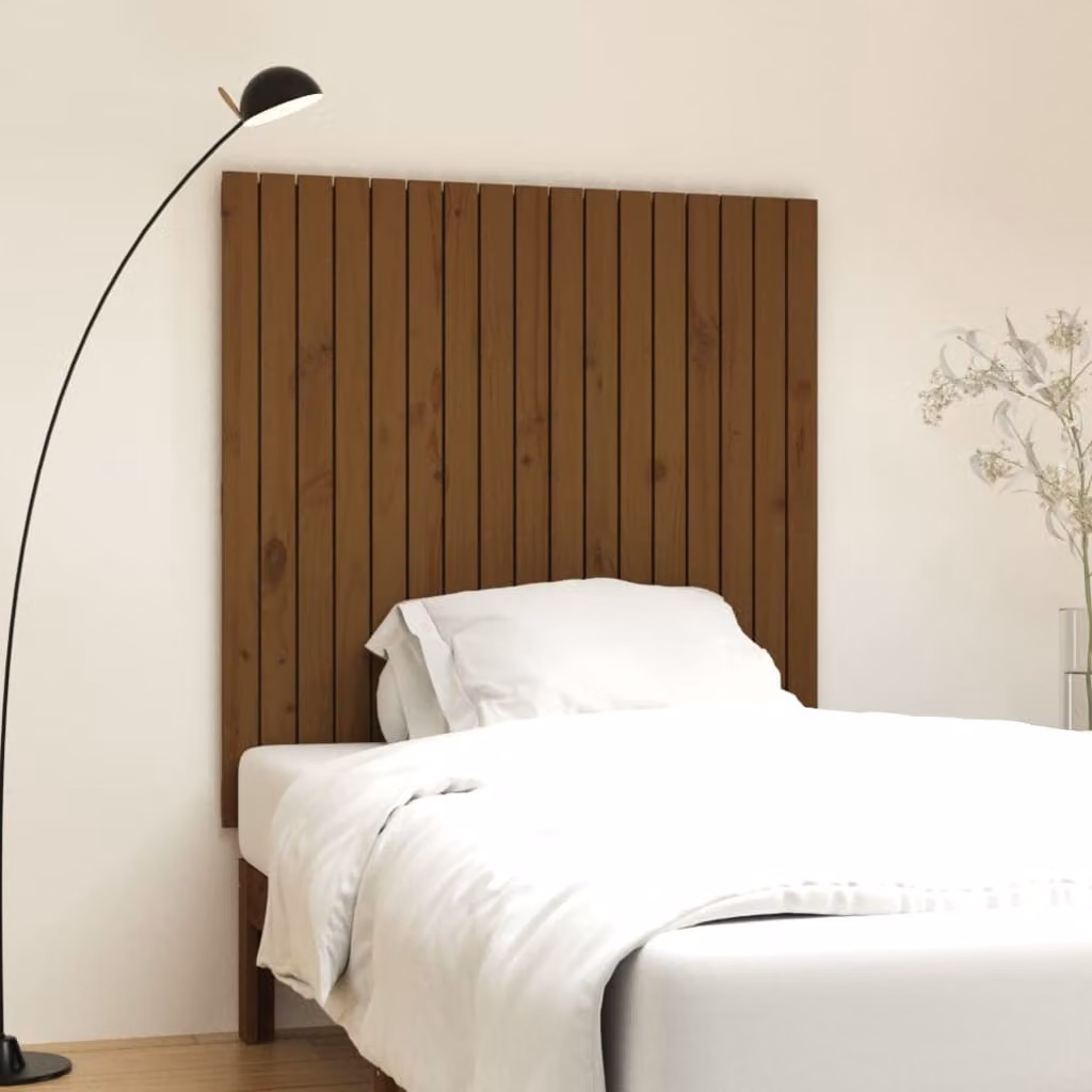 Testiera da parete vidaXL in legno massello di pino, colore marrone, L: 108 cm, P: 3 cm, H: 110 cm