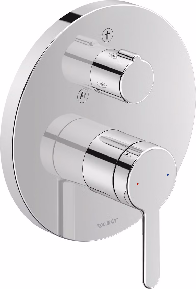 Duravit C.1 Mitigeur monocommandé pour douche encastré, rosace ronde, 2 consommateurs, inverseur douche à main/douche de tête, C14210012010, C14210012010