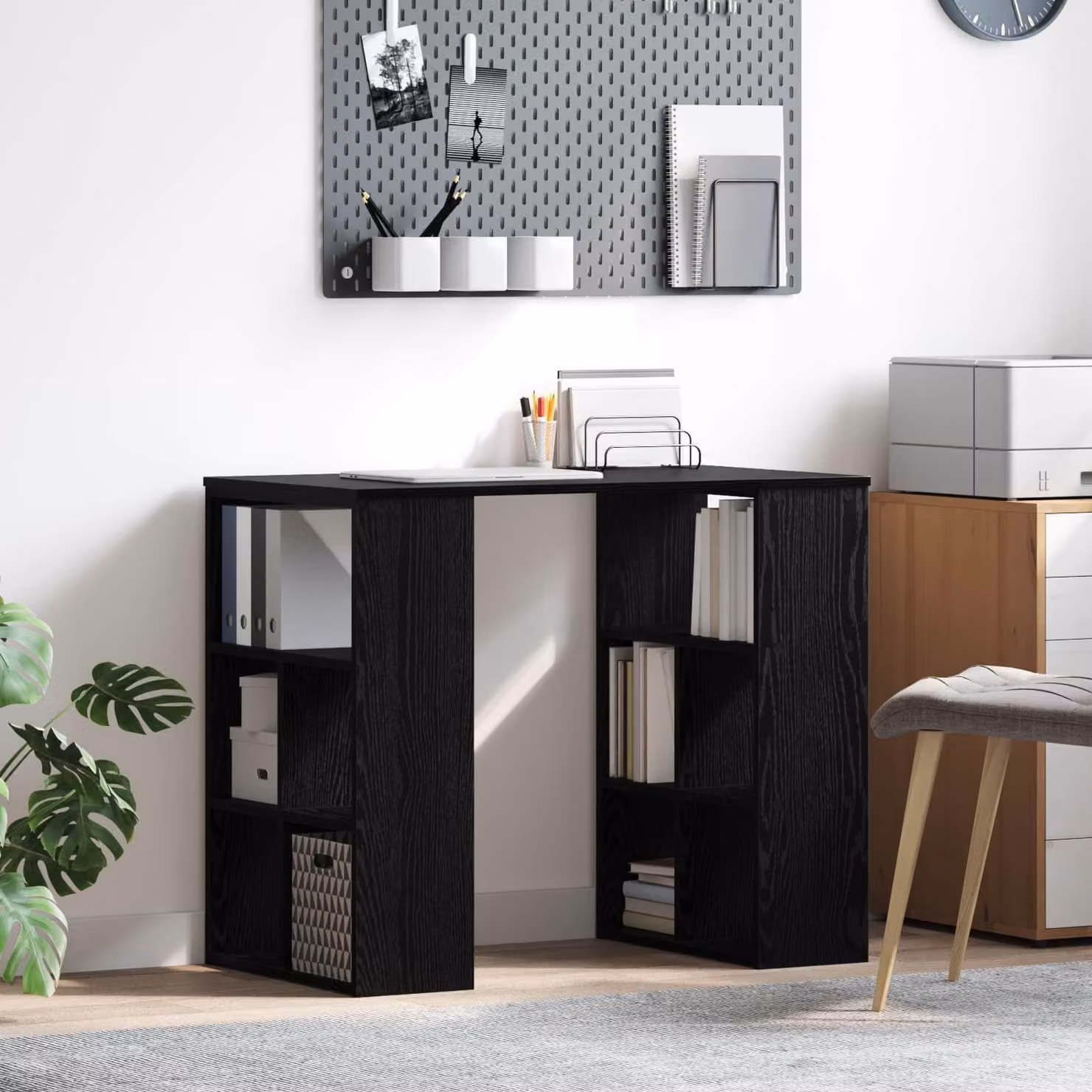 Maison Exclusive - Scrivania, finitura effetto legno noce nero, materiale: legno composito, dimensioni: 90 x 50 x 75 cm