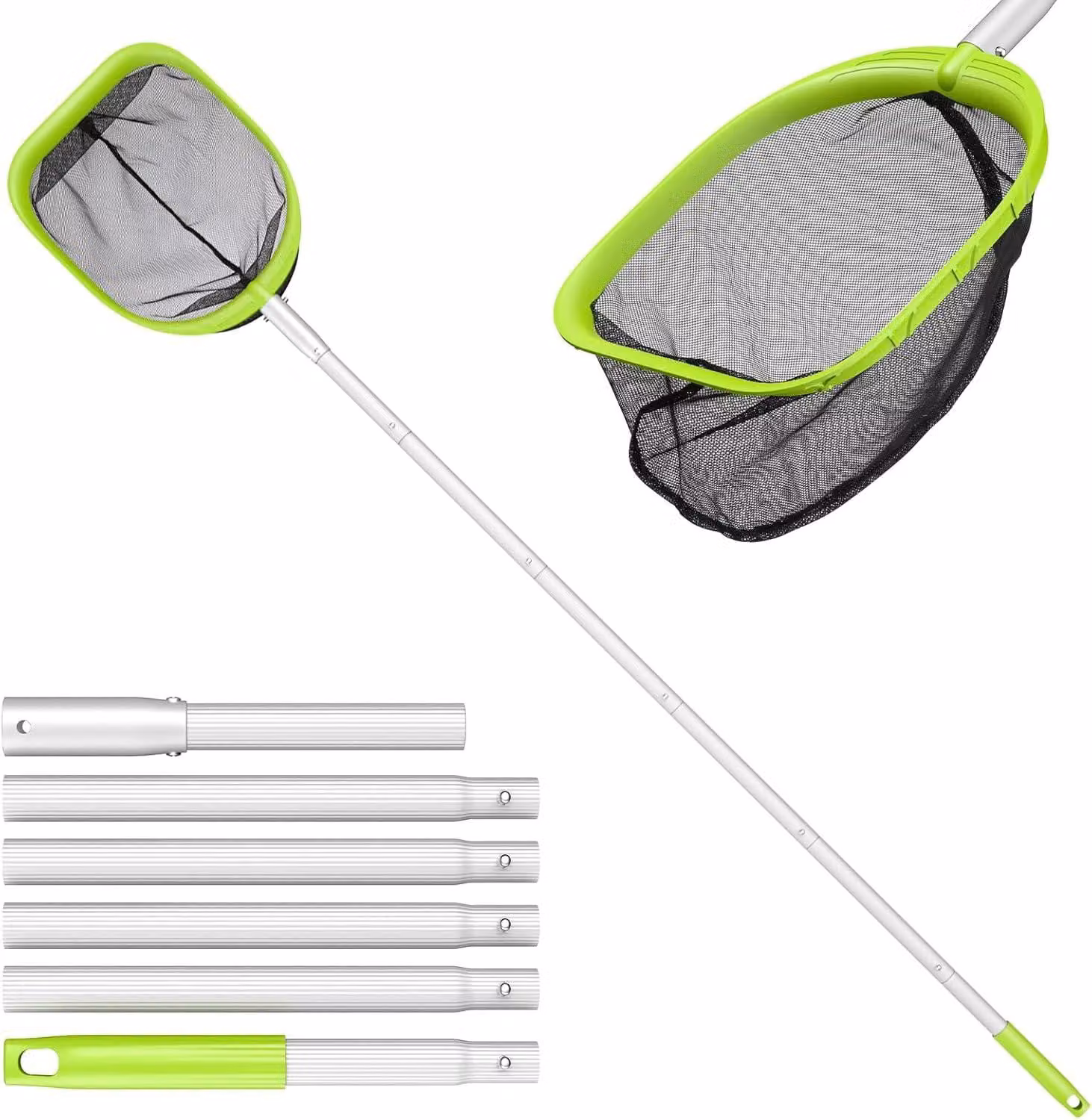 Retino per piscina a maglia fine, con manico in alluminio di 185 cm, profondità di 20 cm, adatto per piscine e stagni