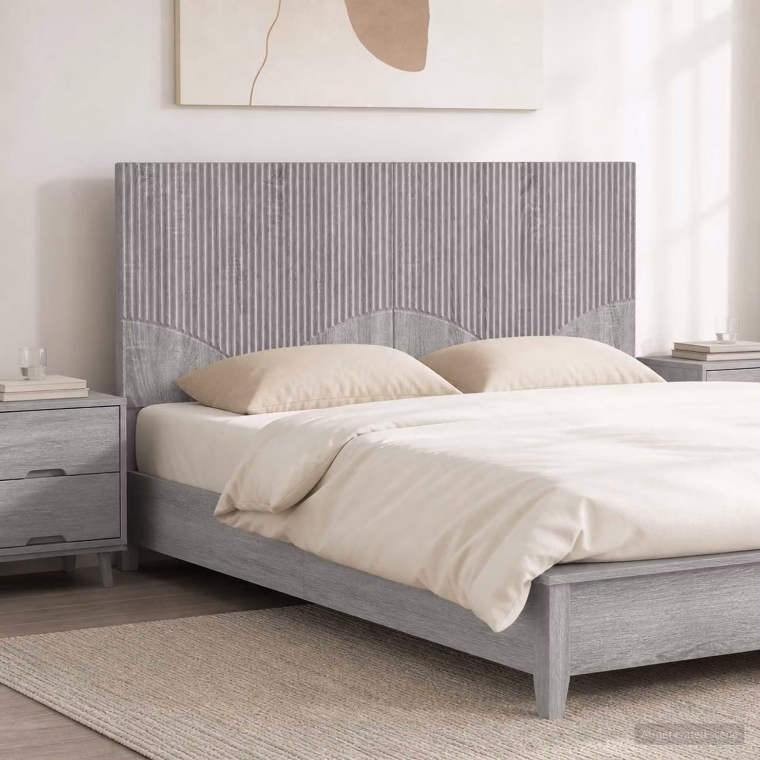 Testiera da muro vidaXL HOORN grigio con ripiano integrato in legno ingegnerizzato L: 120 cm, H: 50 cm, P: 10,4 cm