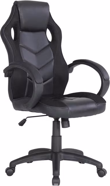 Sedia da Gaming Ergonomica GIORDANOSHOP in Similpelle Nera con Poggiatesta e Braccioli L/P/H: 61 x 66 x 116 cm