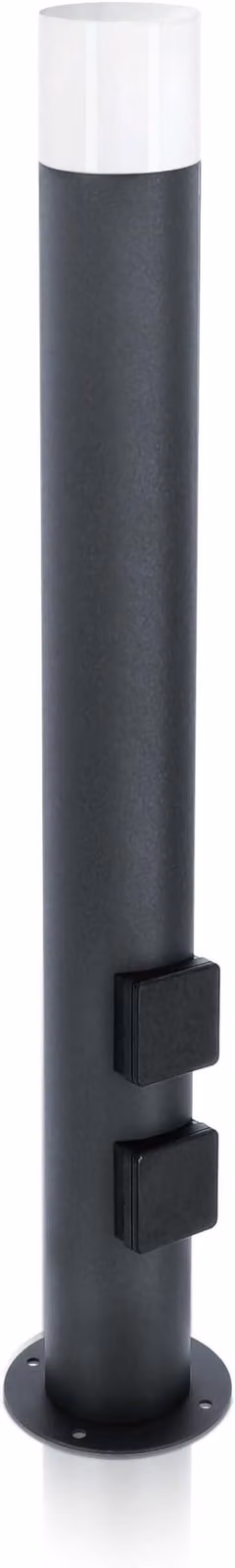 Lampada da esterno con 2 prese, altezza 80 cm, forma rotonda, colore antracite, grado di protezione IP44, inclusa lampadina E27 sostituibile. Ideale per illuminare giardini, vialetti, terrazze e come lampione da esterno
