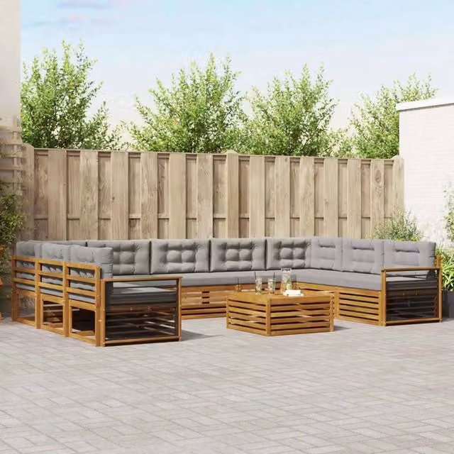 Set di 10 divani da esterno moderni vidaXL in legno di acacia color grigio – 1