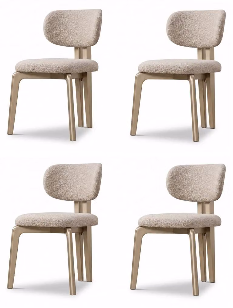 4 sedie da pranzo in stile moderno, colore beige, imbottitura di alta qualità, design elegante
