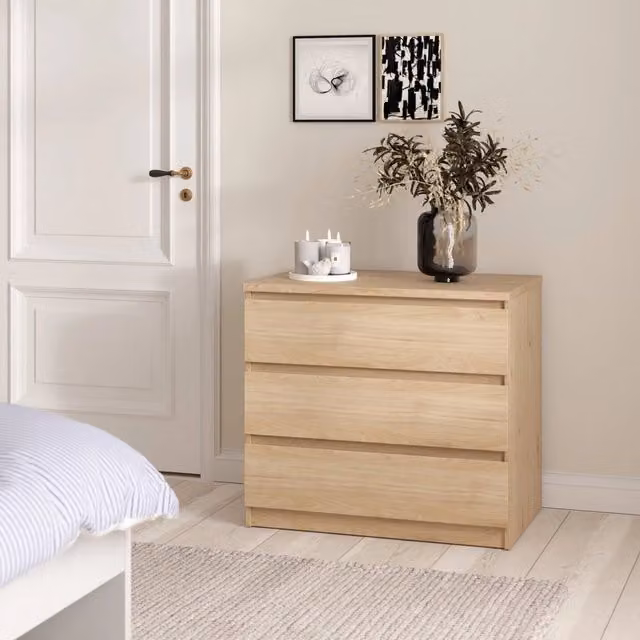 Cassettiera Artic DMORA in Rovere per camera da letto e soggiorno, L 77 cm x P 50 cm x H 70 cm