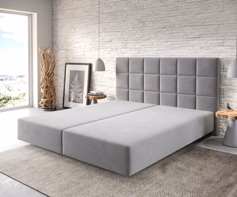 DELIFE Base per letto boxspring Dream-Fine 180x200 cm in microfibra grigia