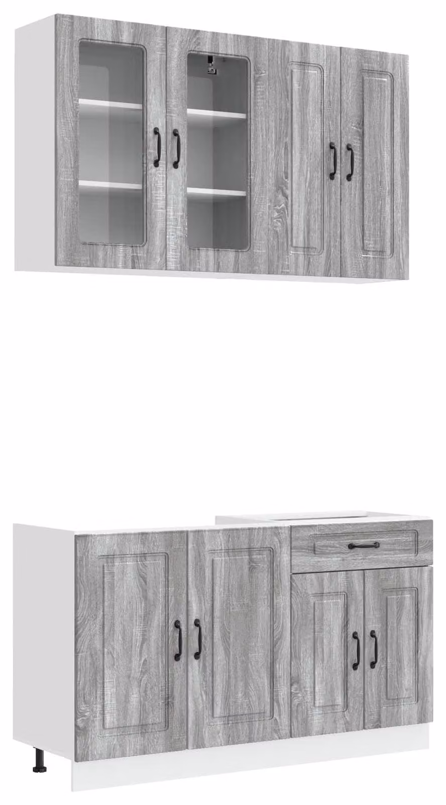 Set di mobili da cucina KALMAR, 4 pezzi, finitura Sonoma grigio, legno ingegnerizzato