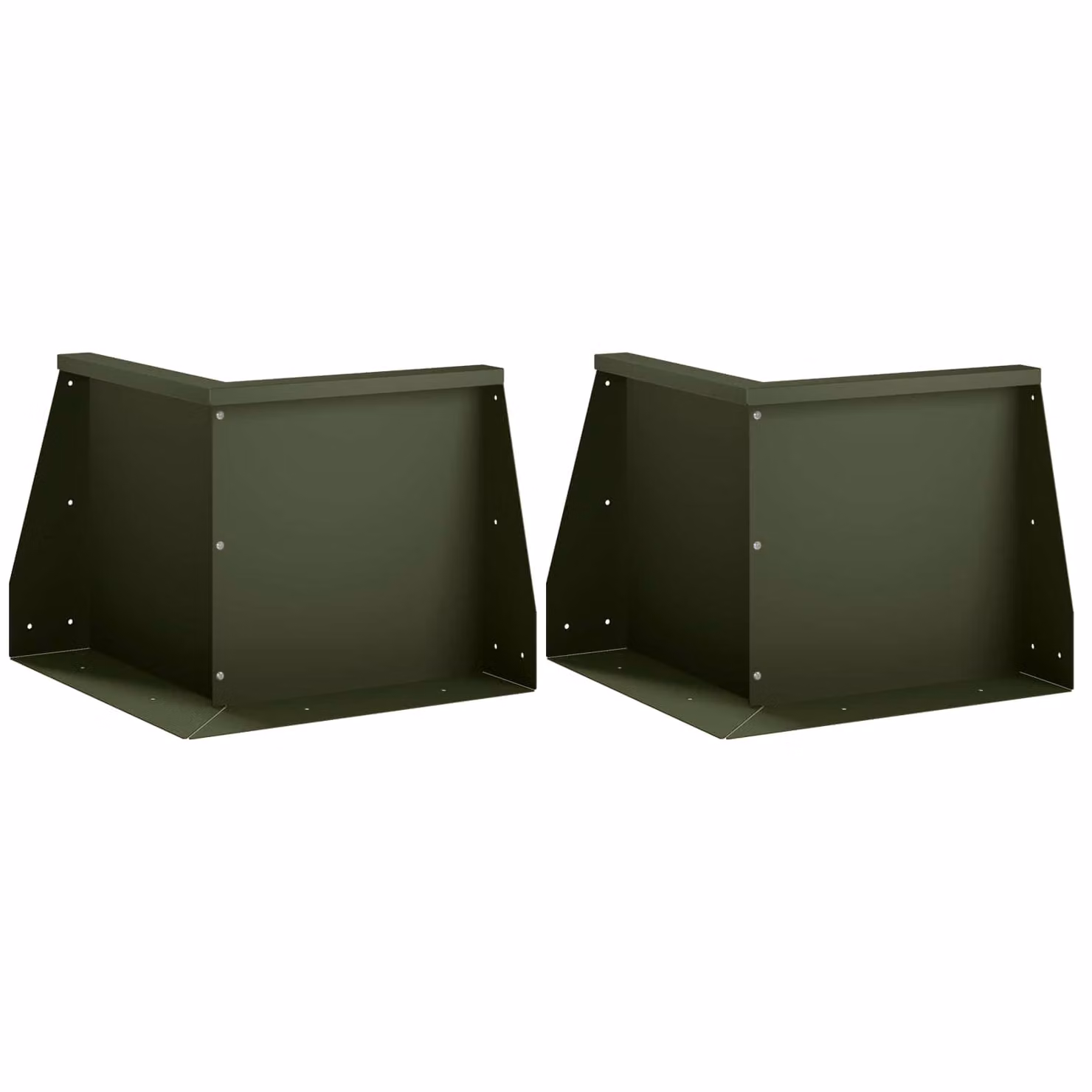 Set di 2 aiuole rialzate vidaXL in acciaio verde oliva, L: 50 cm, P: 50 cm, H: 30 cm
