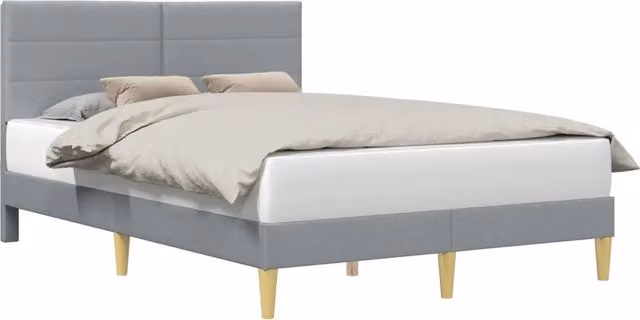 Letto matrimoniale moderno in tessuto grigio con struttura in legno composito L/P/H: 160 x 200 x 280 cm