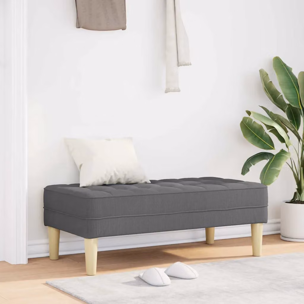 Panchina con cuscino vidaXL in tessuto Grigio, L 113 x P 57 x H 39 cm