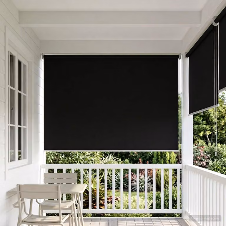 Tenda da sole a rullo vidaXL con protezione UV in poliestere, Nero, L: 140 cm, H: 120 cm