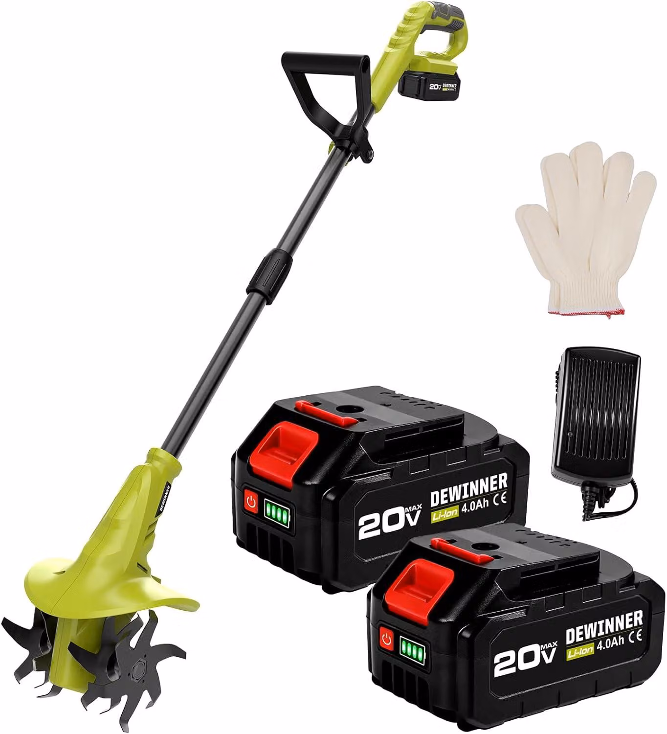 Motosega elettrica a batteria - senza fili - 20 V - larghezza di taglio 20 cm - con 2 batterie e 4 lame - colore verde