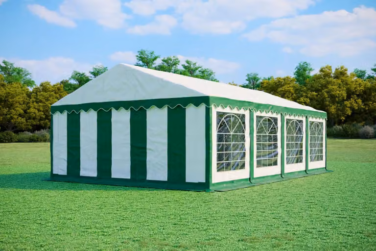 Tenda per eventi 5x8 metri, PVC, modello standard, 500 g/m² - Blu e bianca + OMAGGIO