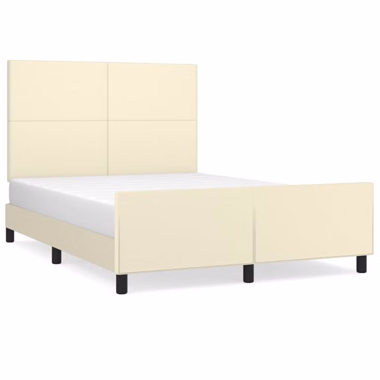 Giroletto con Testiera Crema 140x200 cm in Pelle finta