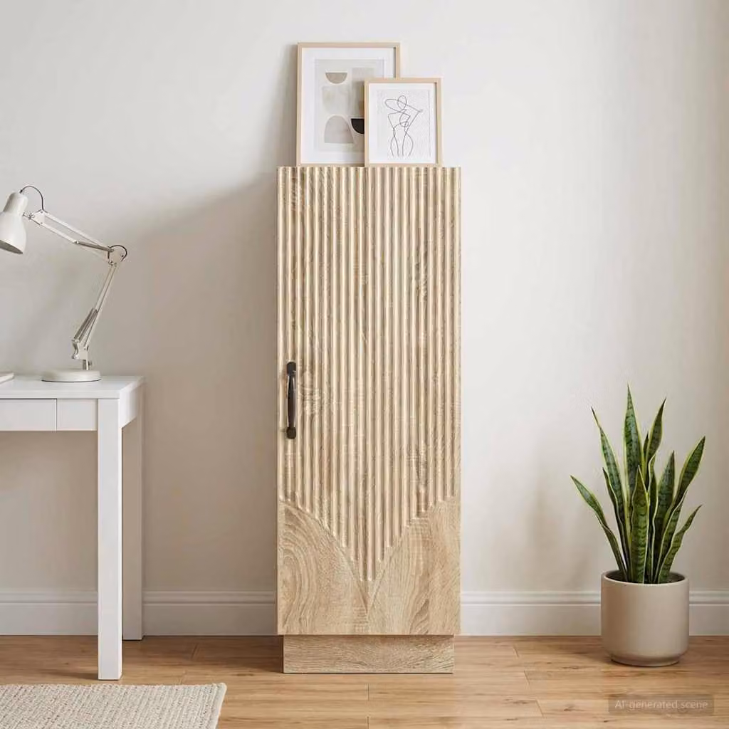 Credenza moderna vidaXL in legno ingegnerizzato Rovere Sonoma, colore marrone, L: 33 cm, P: 34,5 cm, H: 87 cm