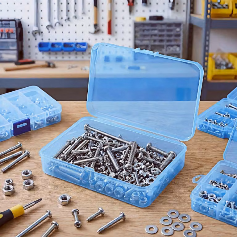 Contenitori trasparenti con coperchio, confezione da 24 pezzi, disponibili in 4 diverse dimensioni, ideali per lavori manuali e artigianato