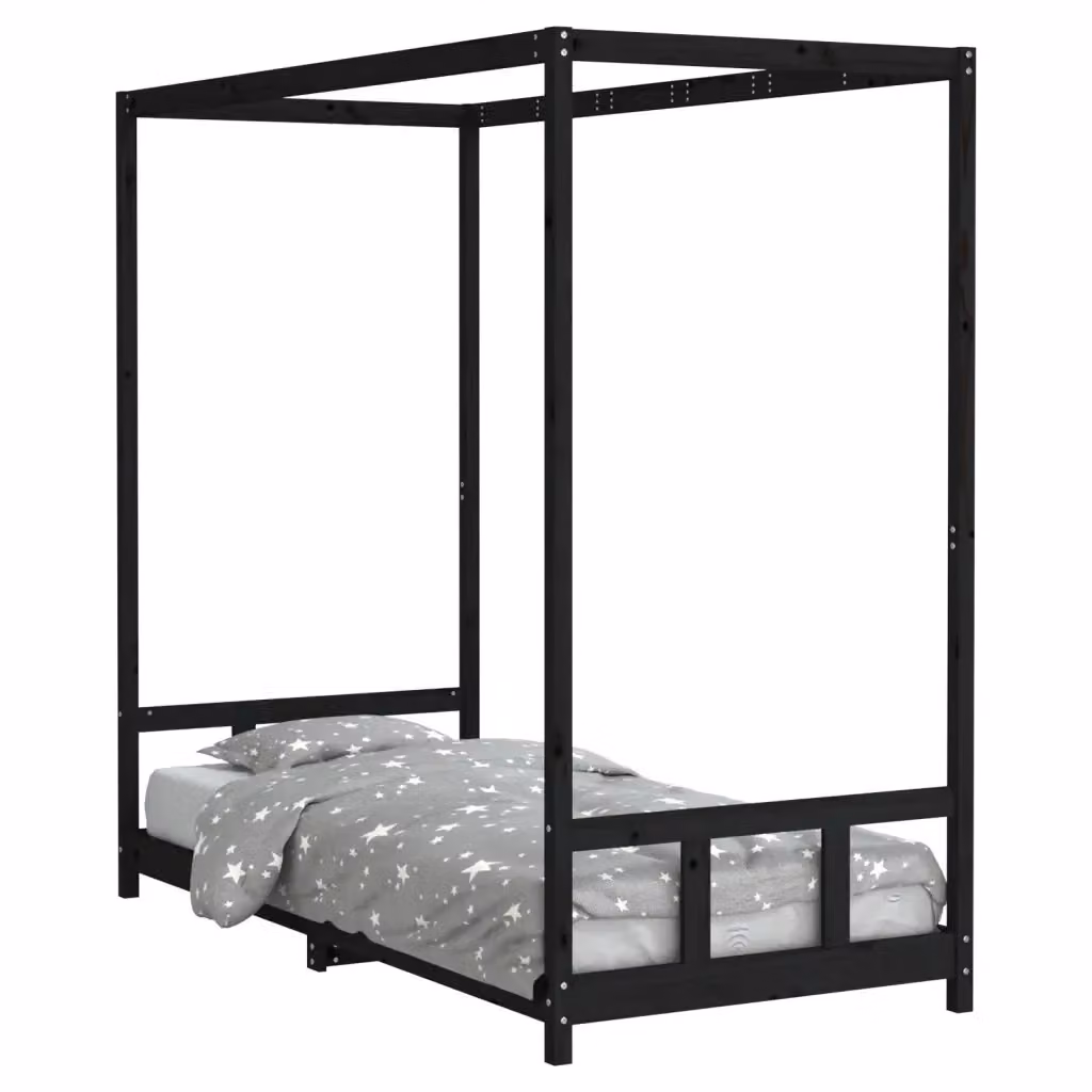 Letto a casetta per bambini vidaXL in legno di pino massello nero L/P/H: 205.5 x 90 x 190 cm – 2