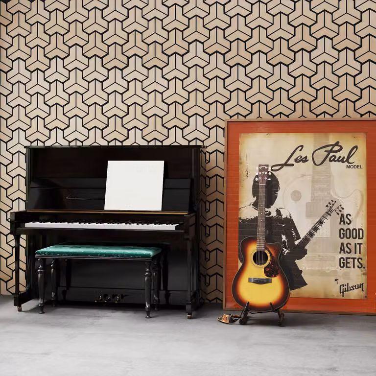 Set di 4 pannelli acustici fonoassorbenti Costway in legno beige per decorazione di pareti e soffitti, L: 83 cm, H: 65 cm
