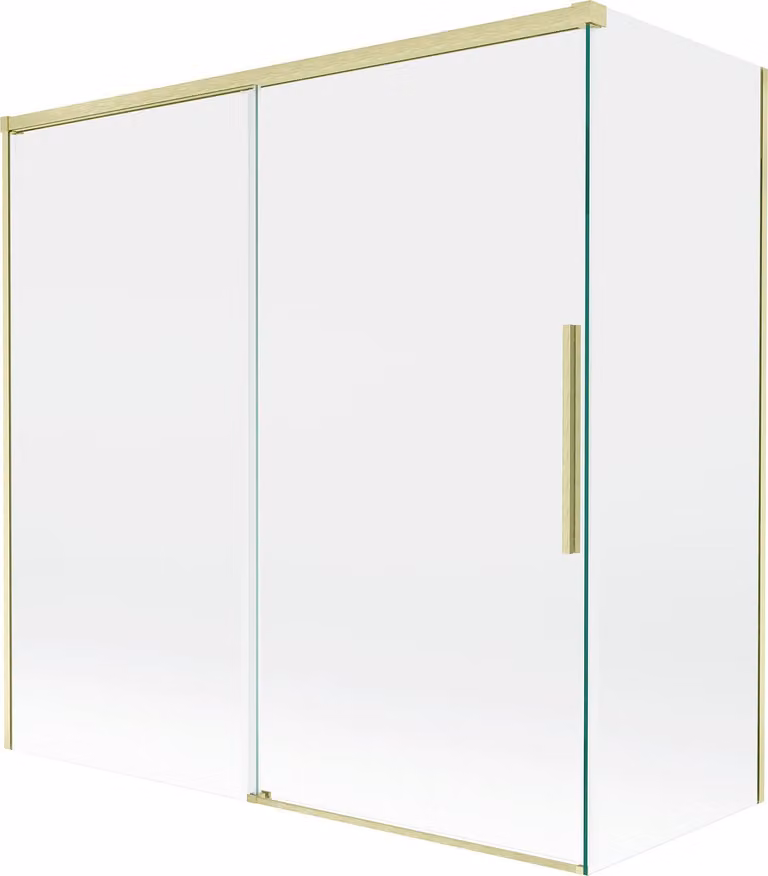 Mexen Rox paravento per vasca da bagno a 2 ante scorrevoli 160 + 75 x 150 cm, trasparente, oro spazzolato - 8C9-160-075-55-00