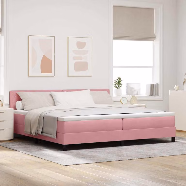 Maison Exclusive - Letto boxspring con materasso e testiera Rosa 200 x 200 cm in velluto