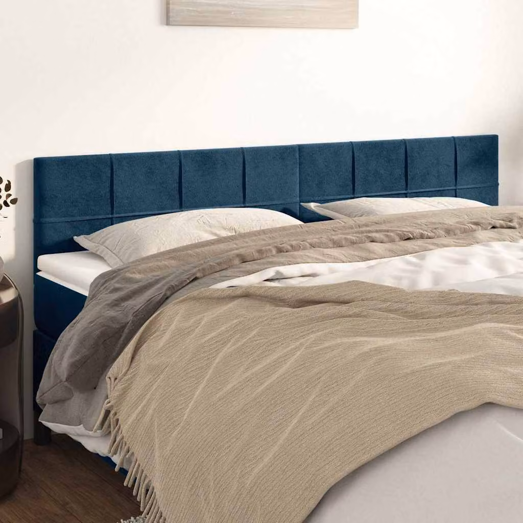 Testiera per letto vidaXL in velluto blu scuro L: 200 cm, P: 5 cm, H: 78-88 cm