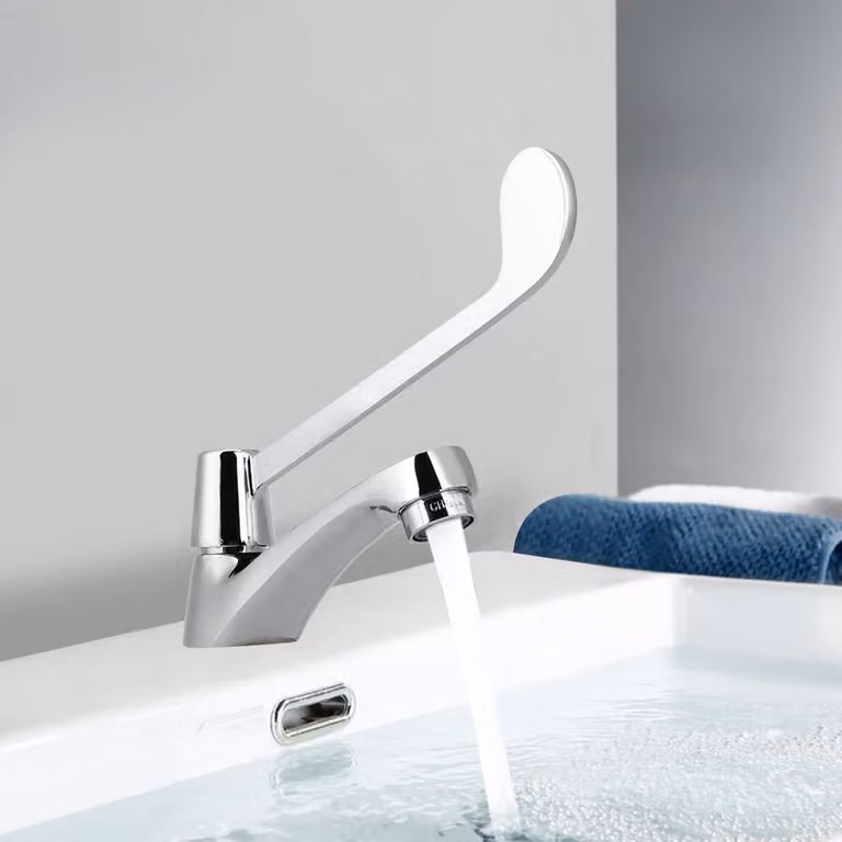 Omgoods - Rubinetto con lungo maniglione - Rubinetto per lavabo - Rubinetto per acqua - Resistente alla corrosione - Filetto G1/2 - Temperatura 0-90°C