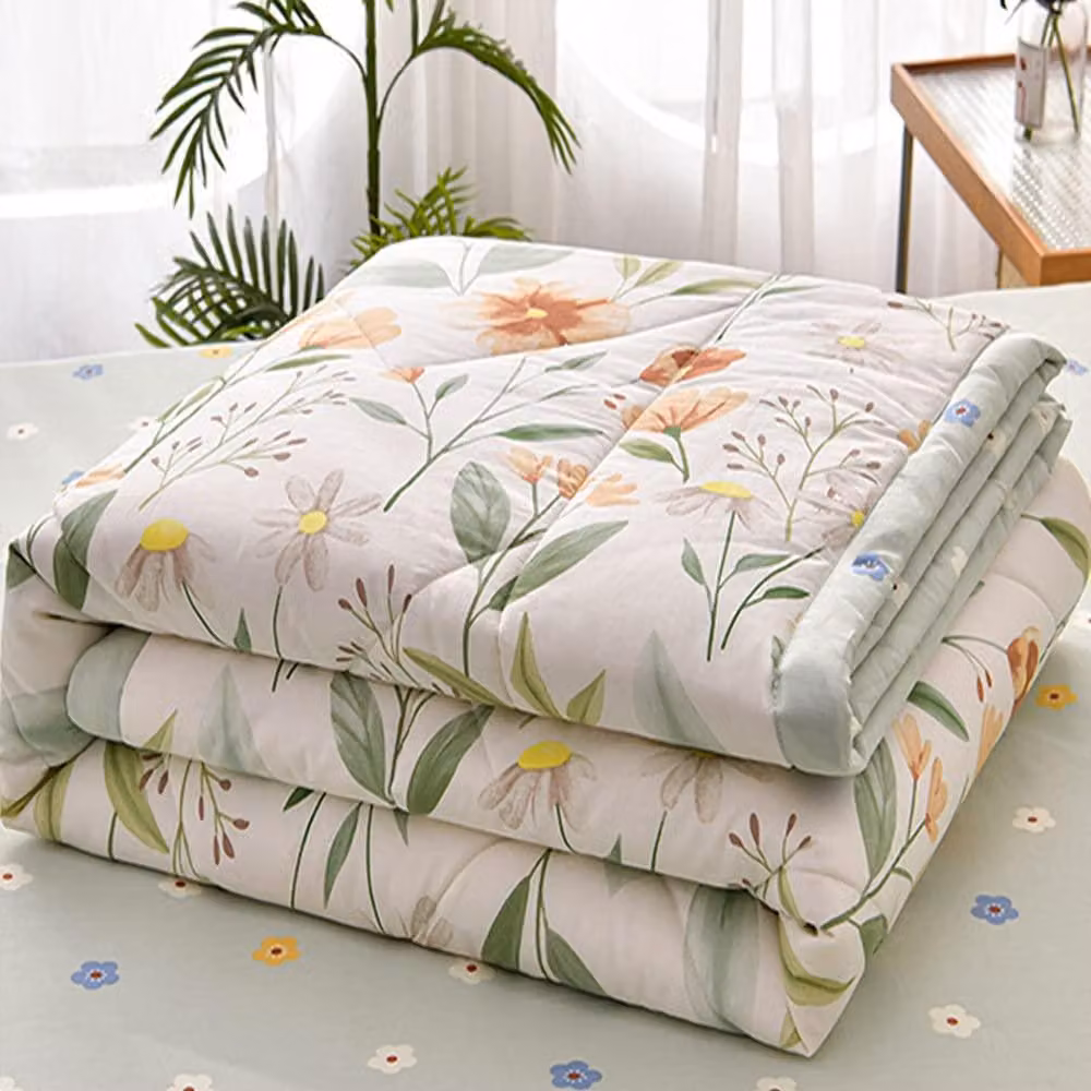 Coperta da letto, 200x230 cm, verde, motivo floreale