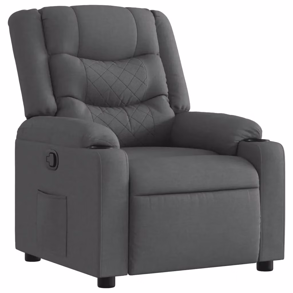 Poltrona Reclinabile Relax vidaXL in Tessuto Grigio con Braccioli e Leva Manuale – 2